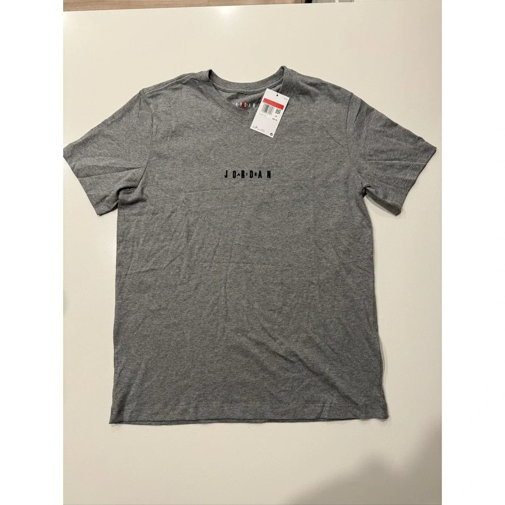 Jordan Air EMB T-Shirt Men's Grey DM3182-091 Short Sleeve L Cotton Crew Neck NWT